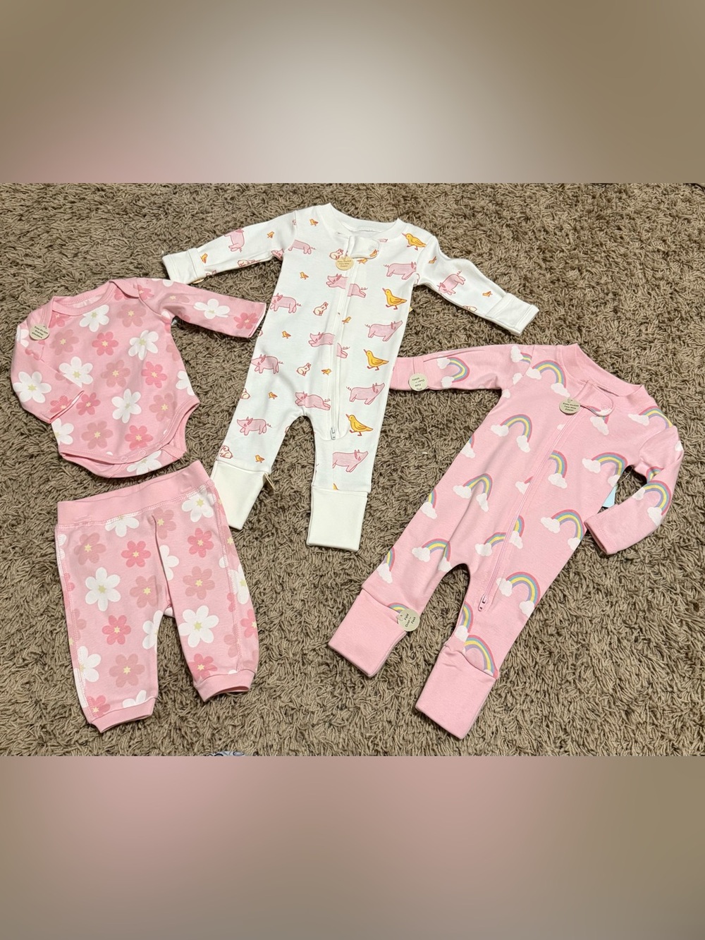 Monica and Andy Pink Themed Bundle (4 Pieces) Size: Newborn